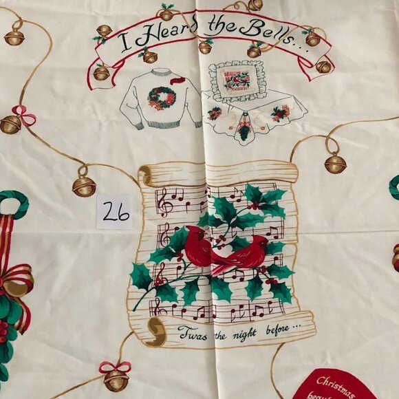 🛒 $4 - Vintage Fabric DIY Material - 1 yard Christmas Applique Panel #26 - Picture 2 of 4